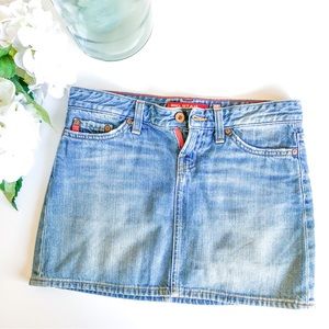 Low Rise Button Fly Denim Medium Wash Jean Skirt Size 26